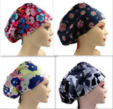 Pansies & Blooms Jersey Knit Comfy Euro Toggle Scrub Cap Doctor Theatre Nurse Hospital Paediatric Vet Surgical