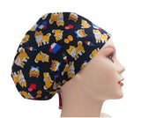 Shiba Puppies Black Euro Scrub Cap Doctor Hospital Surgical ODP Vet