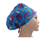 Kitty Tossed Tea Cups Euro Scrub Cap Doctor Hospital Surgical ODP Vet