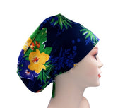 Tropical Blooms Jersey Knit Comfy Euro Toggle Scrub Cap Doctor Theatre Nurse Hospital Paediatric Vet Surgical