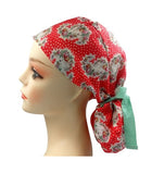 Japanese Floral 2 Ponytail Scrub Cap Doctor Theatre Nurse Hospital Paediatric Vet Surgical