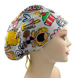 Snoopy and Woodstock Jersey Knit Comfy Euro Toggle Scrub Cap Doctor Theatre Nurse Hospital Paediatric Vet Surgical
