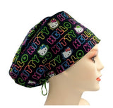 Kitty Tossed Tea Cups Euro Scrub Cap Doctor Hospital Surgical ODP Vet