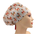 Christmas Reindeers Euro Scrub Cap Doctor Hospital Surgical ODP Vet