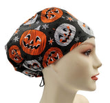 Halloween Trick Treat Pumkin Euro Scrub Cap Doctor Hospital Surgical ODP Vet (Copy)