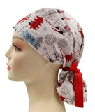 Christmas Skiing snowman Ponytail Scrub Cap Doctor Theatre Nurse Hospital Paediatric Vet Surgical