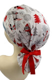 Christmas Skiing snowman Ponytail Scrub Cap Doctor Theatre Nurse Hospital Paediatric Vet Surgical