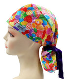 Candy，cake，Fruit Ponytail Scrub Cap Doctor Theatre Nurse Hospital Paediatric Vet Surgical