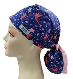 Disney Alice in Wonderland Ponytail Scrub Cap Doctor Theatre Nurse Hospital Paediatric Vet Surgical