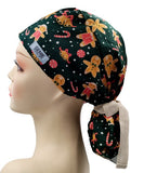 NEW Christmas Gingerbread Kids Ponytail Scrub Cap Doctor Theatre Nurse Hospital Paediatric Vet Surgical
