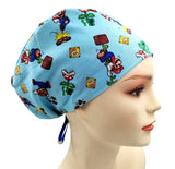 Super Mario Brothers Blue Euro Scrub Cap Doctor Hospital Surgical ODP Vet