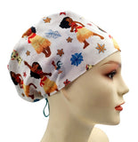 Disney Princess Moana White Euro Scrub Cap Doctor Hospital Surgical ODP Vet