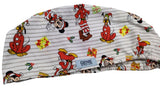 Christmas Mickey and Friends Stripes Euro Scrub Cap Doctor Hospital Surgical ODP Vet