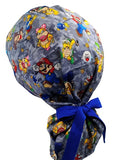 New Super Mario Brother with Friends in Grey Ponytail Scrub Cap Doctor Theatre Nurse Hospital Paediatric Vet Surgical