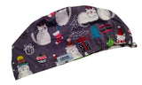 Christmas Snow Cats Euro Scrub Cap Doctor Hospital Surgical ODP Vet