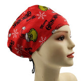 Merry Grinchmas Red  Euro Scrub Cap Doctor Hospital Surgical ODP Vet