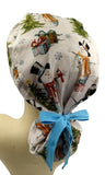 Christmas Snowman And Tree Ponytail Scrub Cap Doctor Theatre Nurse Hospital Paediatric Vet Surgical