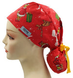 Merry Grinchmas & friends 1 Ponytail Scrub Cap Doctor Theatre Nurse Hospital Paediatric Vet Surgical