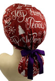 Christmas Greetings Ponytail Scrub Cap Doctor Theatre Nurse Hospital Paediatric Vet Surgical