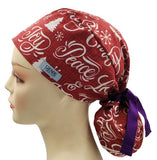 Christmas Greetings Ponytail Scrub Cap Doctor Theatre Nurse Hospital Paediatric Vet Surgical