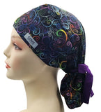 New Neon Swirls Ponytail Scrub Cap Doctor Theatre Nurse Hospital Paediatric Vet Surgical