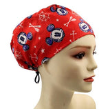 New Mickey & Friends Red Euro Scrub Cap Doctor Hospital Surgical ODP Vet