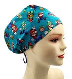 New Super Mario Brothers Turquoise Blue Euro Scrub Cap Doctor Hospital Surgical ODP Vet