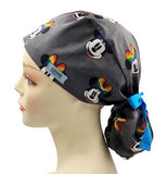 New Minnie Rainbow Bow Ponytail Scrub Cap Doctor Theatre Nurse Hospital Paediatric Vet Surgical