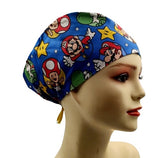 New Games With Super Mario Brothers Blue 1 Euro Scrub Cap Doctor Hospital Surgical ODP Vet