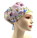 New Disney Alice in Wonderland White Euro Scrub Cap Doctor Hospital Surgical ODP Vet