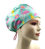 New Jungle Flamingo Green Euro Scrub Cap Doctor Hospital Surgical ODP Vet