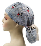 New Mickey Bubbles Ponytail Scrub Cap Doctor Theatre Nurse Hospital Paediatric Vet Surgical