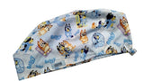 New Bluey Cartoon Celebrations Festival Dog Family Euro Scrub Cap Doctor Hospital Surgical ODP Vet