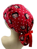 New Betty Boop Spotty Ponytail Scrub Cap Doctor Theatre Nurse Hospital Paediatric Vet Surgical