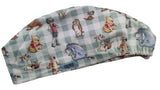 New Winnie Pooh & Friends Checks Euro Scrub Cap Doctor Hospital Surgical ODP Vet