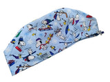 New Groovy Peanuts Gang Snoopy Skating 2 Euro Scrub Cap Doctor Hospital Surgical ODP Vet