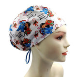 New Disney Angel Aloha Stitch Christmas White Euro Scrub Cap Doctor Hospital Surgical ODP Vet