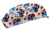 New Disney Angel Aloha Stitch Christmas White Euro Scrub Cap Doctor Hospital Surgical ODP Vet