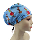 New Dr. Seuss The Grinch Naughty of Nice Blue Euro Scrub Cap Doctor Hospital Surgical ODP Vet