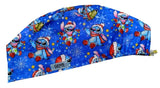 New Disney Angel Aloha Stitch Christmas Blue Euro Scrub Cap Doctor Hospital Surgical ODP Vet