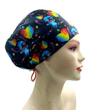 New Angel Aloha Stitch Rainbow Hearts Euro Scrub Cap Doctor Hospital Surgical ODP Vet