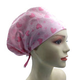 Breast Cancer Awareness Checks Hearts Euro Scrub Cap Doctor Hospital Surgical ODP Vet