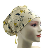 New Peanuts and Woodstock Beige Euro Scrub Cap Doctor Hospital Surgical ODP Vet