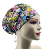 Kitty Tossed Tea Cups Euro Scrub Cap Doctor Hospital Surgical ODP Vet