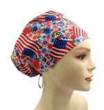 New July 7th American Independence Day Euro Scrub Cap Doctor Hospital Surgical ODP Vet