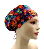 New Hollween Pumpkin Lights Euro Scrub Cap Doctor Hospital Surgical ODP Vet