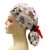 New Mickey & Minnie Hearts Dots Ponytail Scrub Cap Doctor Theatre Nurse Hospital Paediatric Vet Surgical