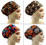 Halloween Trick Treat Pumkin Euro Scrub Cap Doctor Hospital Surgical ODP Vet (Copy)