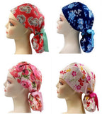 Japanese Floral 2 Ponytail Scrub Cap Doctor Theatre Nurse Hospital Paediatric Vet Surgical