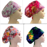 Tropical Blooms Jersey Knit Comfy Euro Toggle Scrub Cap Doctor Theatre Nurse Hospital Paediatric Vet Surgical